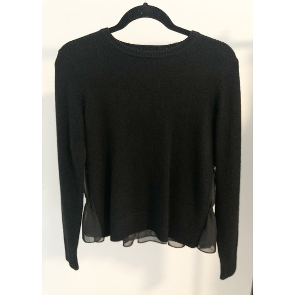 NWT CLUB MONACO BLACK RUCHED RUFFLED BACK SWEATER - Picture 3 of 6